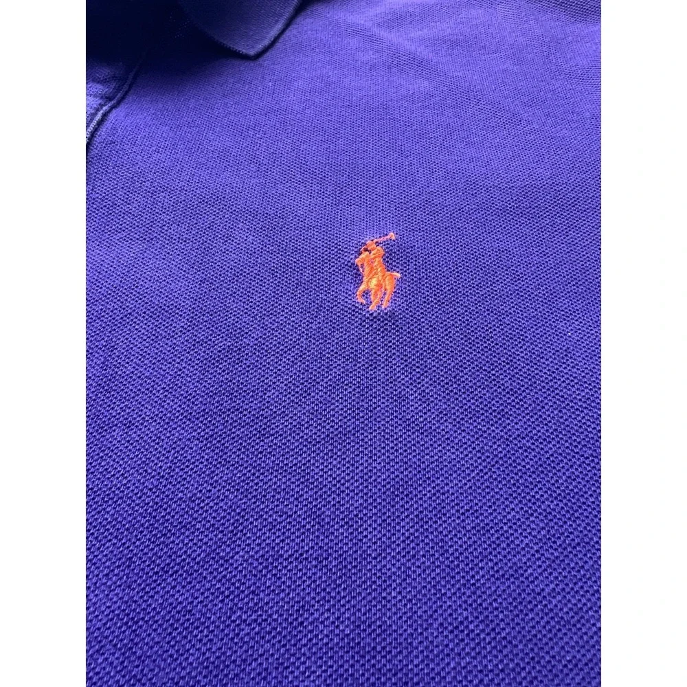 Polo Ralph Lauren Polo Shirt Mens XL Purple Pima Interlock Slim Fit Orange Pony